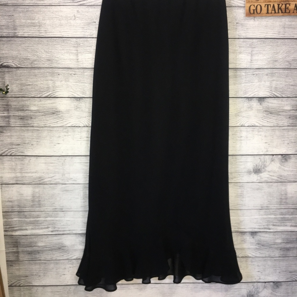 Dress Barn Black Long Straight Skirt with Ruffles
